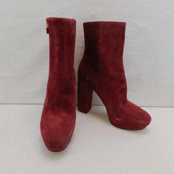 Michael Kors Women's Frenchie Platform Suede Burgundy Boots Size 9 New - Picture 3 of 14